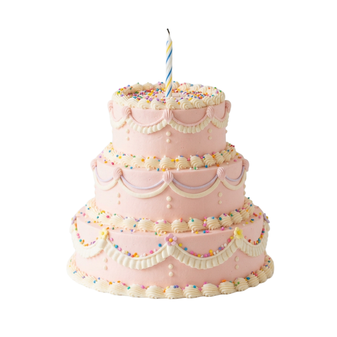 Birthday cake with an unlit candle